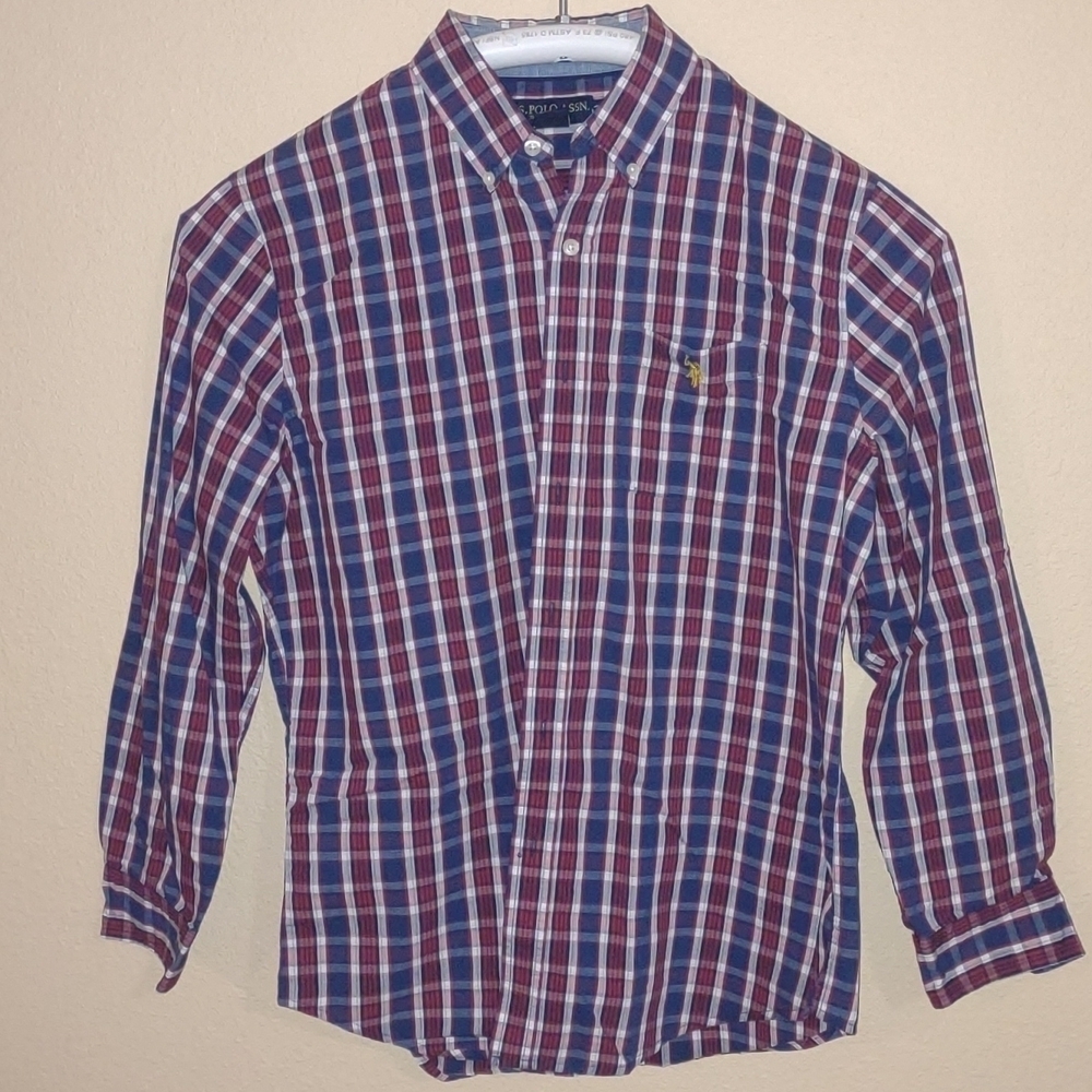 Men's U.S. Polo Assn. Plaid Long Sleeve Button Down Shirt Size L